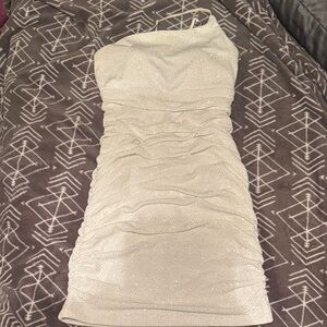 Elegant White Ruched Dress